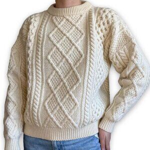 Oak Tree Sweater Ivory Cream Knit Cabincore Pullover Outdoor